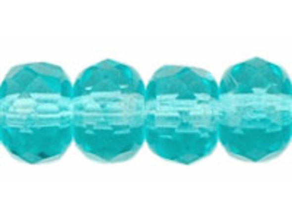 Gem-Cut Fire-Polish Rondelle 7 x 5mm : Lt Teal (25pcs)