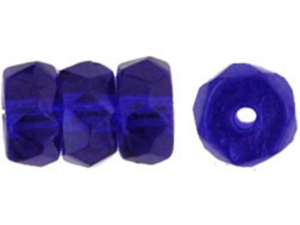 Fire-Polish 6 x 3mm - Rondelle : Cobalt (50pcs)