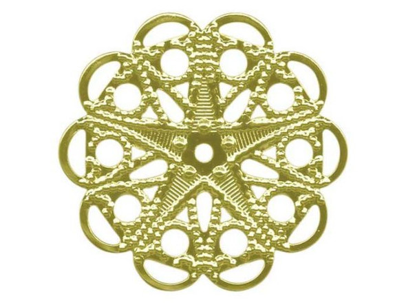 25mm Raw Brass Filigree, 25mm Round (12 Pieces)