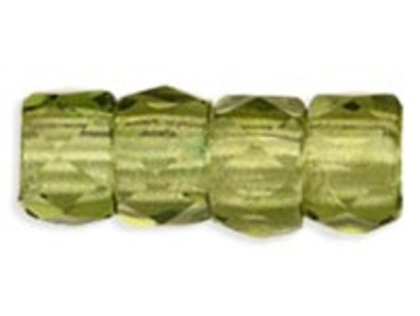 Faceted Crow Beads 6 x 4mm (2.5mm hole) : Olivine (25pcs)