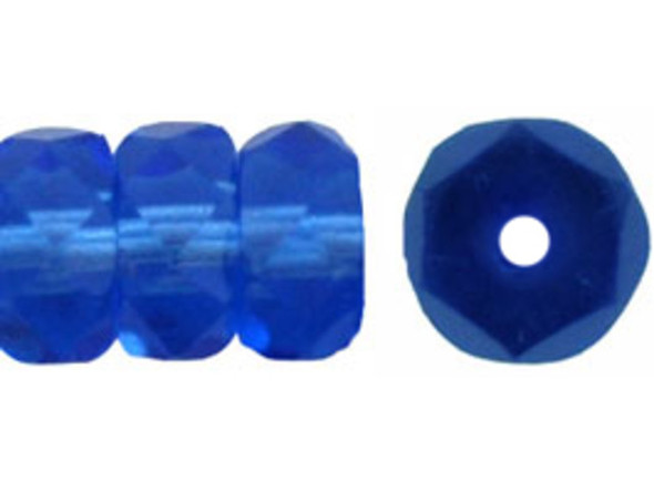 Fire-Polish 6 x 3mm - Rondelle : Sapphire (50pcs)