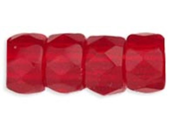 Faceted Crow Beads 6 x 4mm (2.5mm hole) : Ruby (25pcs)