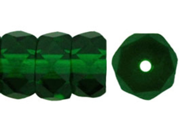 Fire-Polish 6 x 3mm - Rondelle : Green Emerald (50pcs)