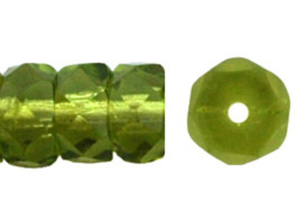 Fire-Polish 6 x 3mm - Rondelle : Olivine (50pcs)