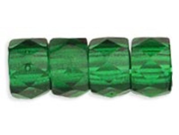 Faceted Crow Beads 6 x 4mm (2.5mm hole) : Green Emerald (25pcs)