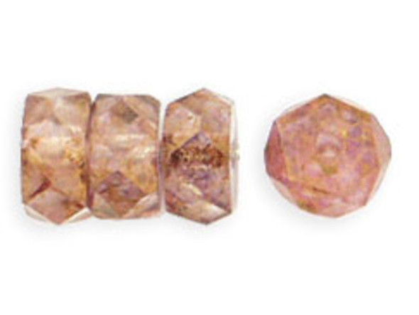 Fire-Polish 6 x 3mm - Rondelle : Luster - Transparent Topaz/Pink (50pcs)