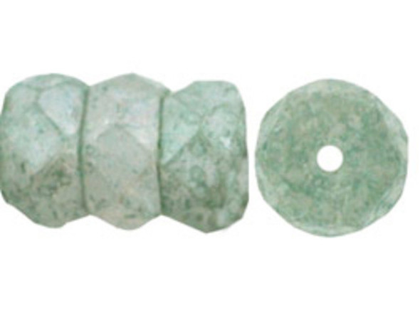 Fire-Polish 6 x 3mm - Rondelle : Luster - Stone Green (50pcs)