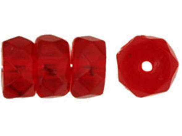 Fire-Polish 6 x 3mm - Rondelle : Siam Ruby (50pcs)