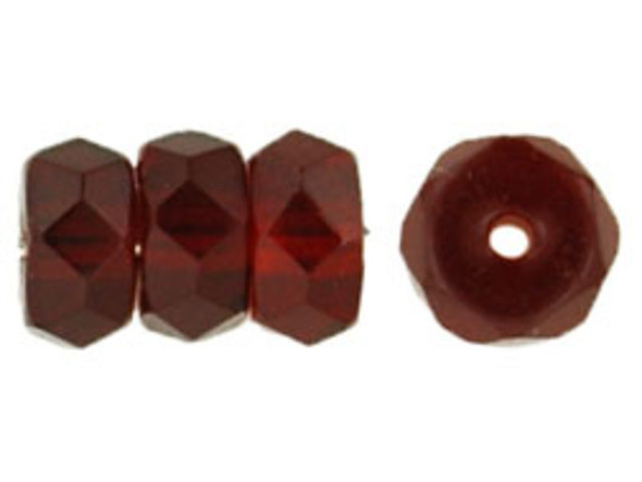 Fire-Polish 6 x 3mm - Rondelle : Garnet (50pcs)