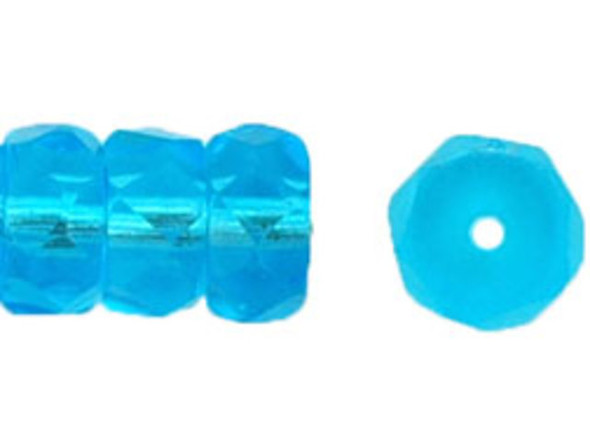 Fire-Polish 6 x 3mm - Rondelle : Aquamarine (50pcs)