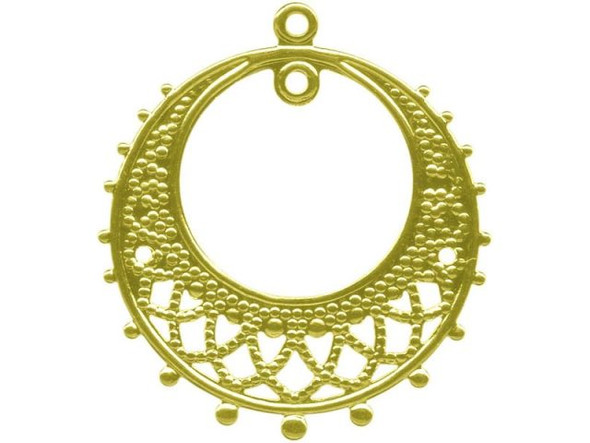 30x25mm Raw Brass Filigree, Round, Inside Loop (12 Pieces)