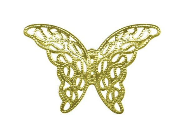 27x39mm Raw Brass Filigree, Butterfly Wing (12 Pieces)