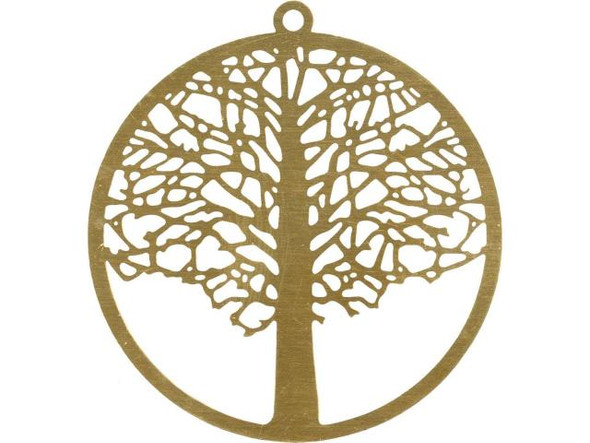 48mm Filigree Tree Disk, Raw Brass (6 Pieces)