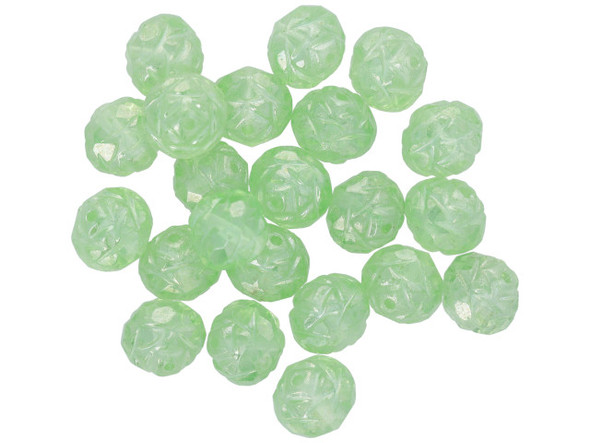 Rosebud Fire-Polish 8 x 7mm : Luster - Peridot (25pcs)