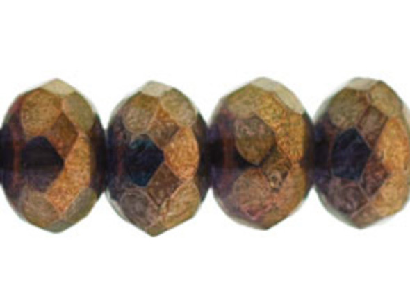 Gem-Cut Fire-Polish Rondelle 9 x 6mm : Bronze Illusion - Topaz (25pcs)