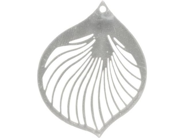 Silver Plated Filigree, Leaf, 28x22mm (6 Pieces)