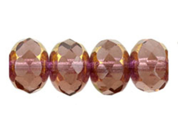 Gem-Cut Fire-Polish Rondelle 9 x 6mm : Copper - French Rose (25pcs)