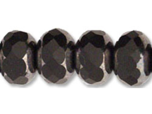 Gem-Cut Fire-Polish Rondelle 9 x 6mm : Matte - Hematite (25pcs)