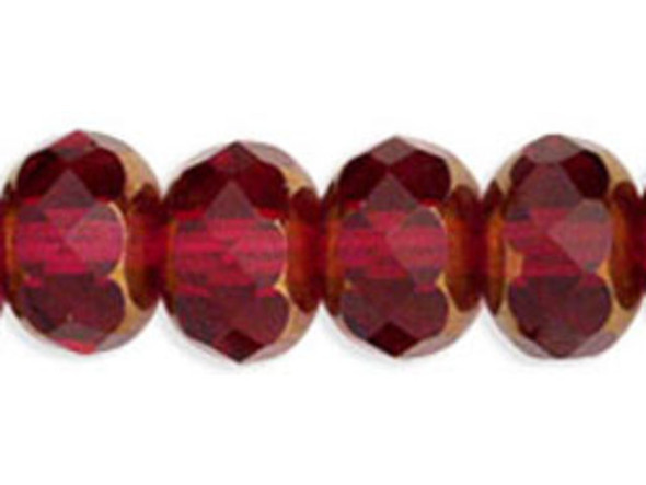 Gem-Cut Fire-Polish Rondelle 9 x 6mm : Copper - Fuchsia (25pcs)