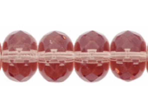 Gem-Cut Fire-Polish Rondelle 9 x 6mm : French Rose (25pcs)