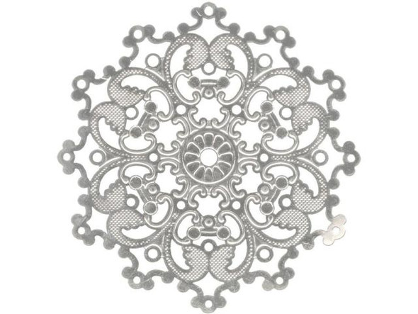 Silver Plated Filigree, Scalloped, 42mm (6 Pieces)