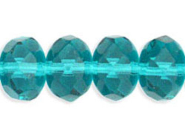 Gem-Cut Fire-Polish Rondelle 9 x 6mm : Lt Teal (25pcs)