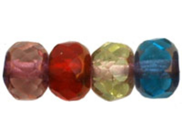 Gem-Cut Fire-Polish Rondelle 6 x 4mm : Copper - Multi Color (25pcs)