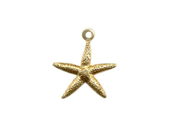 Brass Charm, Starfish, 13mm (12 Pieces)