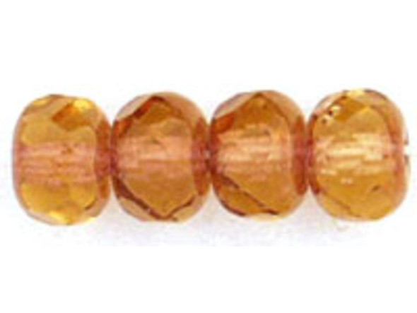 Gem-Cut Fire-Polish Rondelle 6 x 4mm : Copper - Lt Topaz (25pcs)