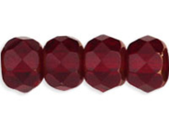 Gem-Cut Fire-Polish Rondelle 6 x 4mm : Copper - Ruby (25pcs)