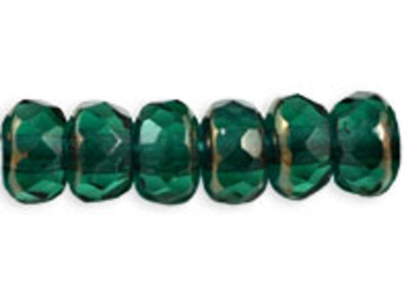 Gem-Cut Fire-Polish Rondelle 5 x 3mm : Copper - Emerald (50pcs)