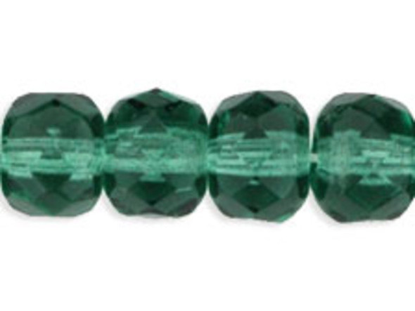 Gem-Cut Fire-Polish Rondelle 6 x 4mm : Prairie Green (25pcs)