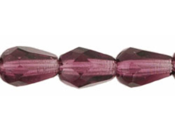 Fire-Polish 7 x 5mm - Teardrop : Amethyst (25pcs)