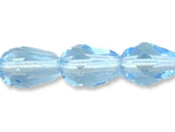 Fire-Polish 7 x 5mm - Teardrop : Lt Sapphire (25pcs)