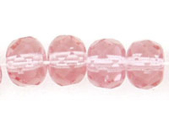 Gem-Cut Fire-Polish Rondelle 6 x 4mm : French Rose (25pcs)