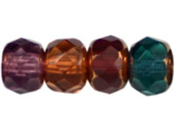 Gem-Cut Fire-Polish Rondelle 6 x 4mm : Copper - Multi Color - Dark Mix (25pcs)