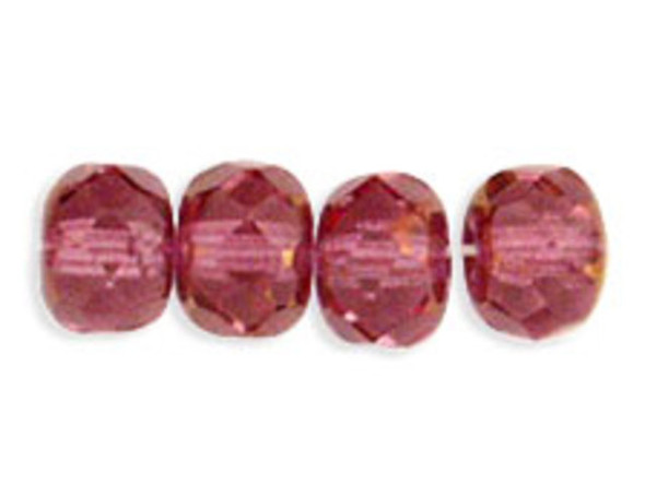 Gem-Cut Fire-Polish Rondelle 6 x 4mm : Copper - French Rose (25pcs)