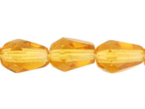 Fire-Polish 7 x 5mm - Teardrop : Topaz (25pcs)