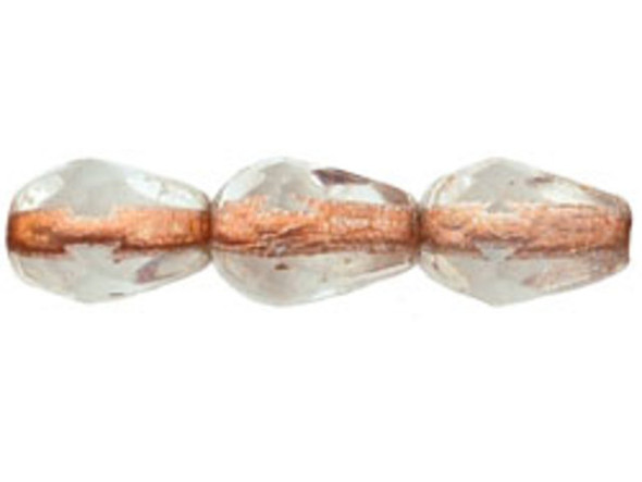 Fire-Polish 7 x 5mm - Teardrop : Crystal - Copper-Lined (25pcs)