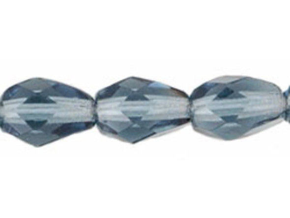 Fire-Polish 7 x 5mm - Teardrop : Montana Blue (25pcs)