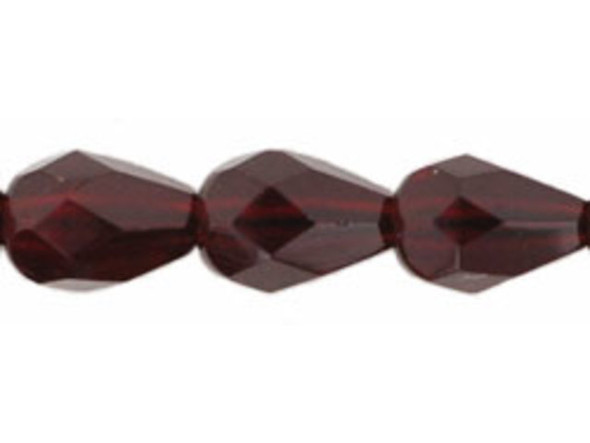 Fire-Polish 7 x 5mm - Teardrop : Garnet (25pcs)