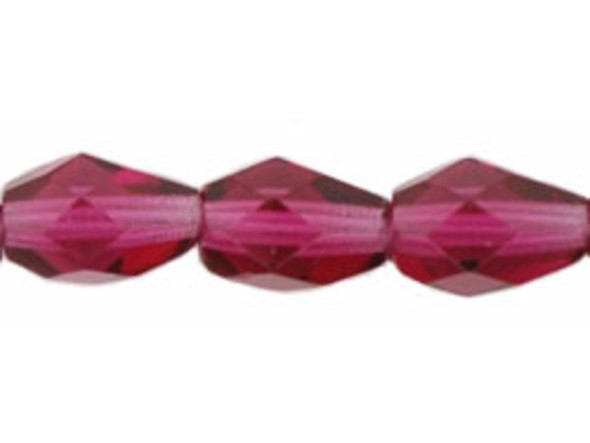 Fire-Polish 7 x 5mm - Teardrop : Fuchsia (25pcs)