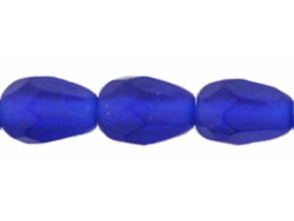 Fire-Polish 7 x 5mm - Teardrop : Matte - Cobalt (25pcs)