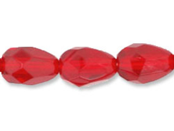 Fire-Polish 7 x 5mm - Teardrop : Siam Ruby (25pcs)