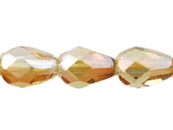 Fire-Polish 7 x 5mm - Teardrop : Crystal - Celsian (25pcs)