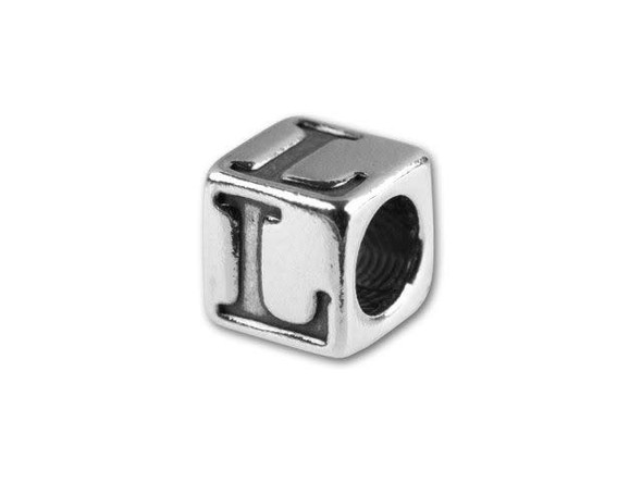 This quality sterling silver alphabet bead features the letter L engraved into four sides. Made in the USA, this 4.5mm alphabet bead features a wonderful cube shape that will stand out in your designs. You can use the wide stringing hole with thicker stringing materials, too. 