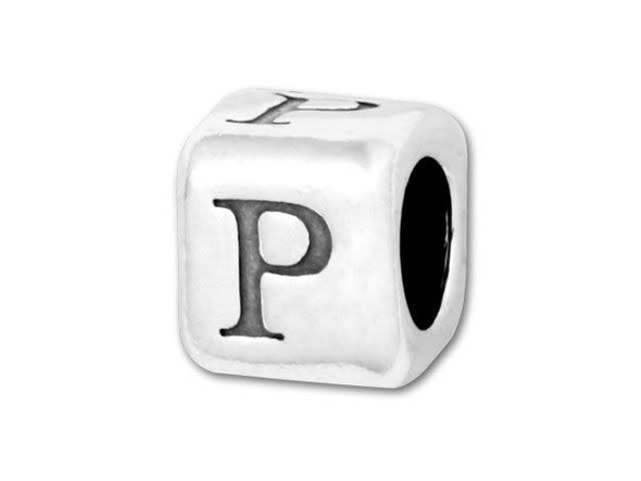 Sterling Silver 4.5mm Rounded Alphabet Bead - P