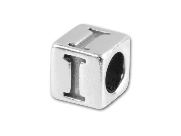 Sterling Silver 5.6mm Alphabet Bead - I