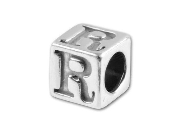 Spell out your name and favorite phrases with this sterling silver 5.6mm alphabet bead featuring the letter R. This alphabet bead allows you to completely personalize all of your jewelry designs and the bright sterling silver ensures they will look and feel high quality. The letter appears on four sides of the bead, so it's sure to be visible at all times. Whether you're spelling rock 'n roll, Rebecca or Rhode Island, this is the bead you need.