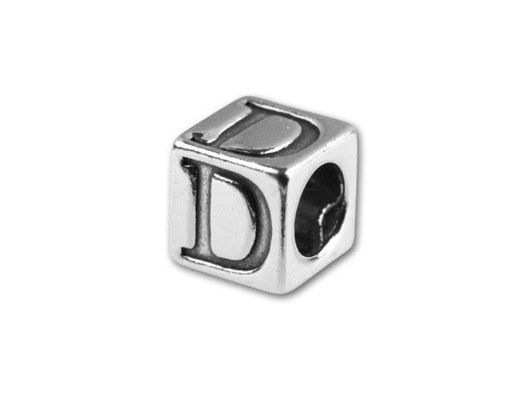 Sterling Silver 4.5mm Alphabet Bead - D